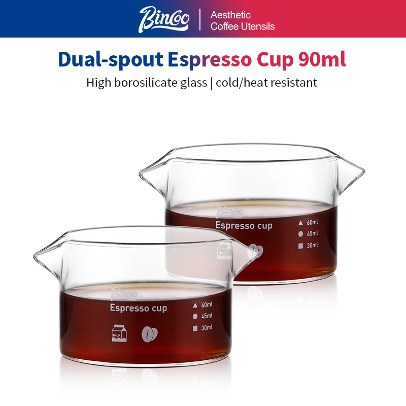 BINCOO 90ml Double Spout Espre - Espresso Shot Glass 评论和价格